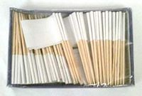1 Box of Solid White Toothpick Flags, 100 Small White Flag Toothpicks or Cocktail Picks