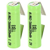 2x Exell 2/3AAAA NiMH 200mAh 1.2V Flat top Rechargeable Battery with Tabs