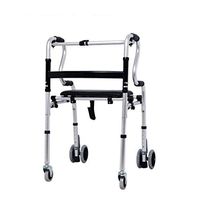 HANGER Walking Auxiliary Tools - Height Adjustable Four Corners Support Thicken Aluminum Healthcare Folding Lightweight Aluminium Leather Waterproof Seat Walking Frame with Wheels, A