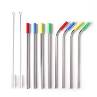 Metal Straws for Drinks With Silicone Tips and Long Brushes, Reusable Stainless Steel Drinking Straw For 20 30 OZ Tumblers Smoothie, (4 Straight 0.31" | 4 Bent 0.24") Dishwasher Safe