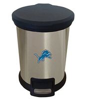The Furniture Cove New 1.3 Gallon Round Stainless Steel Step Trash Can Waste Basket Featuring Your Choice of a Football Team Logo (Lions)