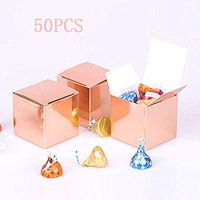 Rose Gold Candy Boxes Small Boxes 2 x 2 x 2 inch,Square Paper Treat Boxes Party Favor Boxes for Birthday,Baby Shower,Holiday Celebration Party Supplies,Pack of 50pcs
