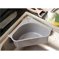 Icocol Sink Basket, 2Pcs Triangle Storage Holder Multifunctional Drain Shelf Sucker Sink Storage Rack Drain Rack Organizer for Kitchen Bathroom (Gray)