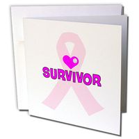Ribbon With "Survivor" and A Heart and Diamond Effect - Greeting Cards, 6 x 6 inches, set of 12 (gc_211126_2)