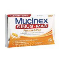 Mucinex Sinus-Max Pressure, Pain & Cough Maximum Strength Caplets- Sinus Pressure, Congestion & Headache Relief, Expectorant & Decongestant With Acetaminophen, Guaifenesin & Phenylephrine, 20 Caplets