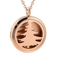 love of life SS0150 Christmas Tree Memorial Perfume Locket Necklace Essential Oil Diffuser Pendant Necklace+12 Pads