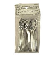 DollarItemDirect 20 pcs Plastic Silver Mini Spoons, Case of 48