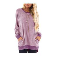 Meikosks Women's Oversized Sweatshirts Color Block Tops Long Sleeve Pocket T Shirt Plus Size Tunic Pink