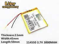 3.7V 3000mAh 114550 Lithium Polymer Ion Rechargeable Battery Lithium Polymer Li-Po Battery for MP4 GPS MP3 Bluetooth Stereo DIY Gift
