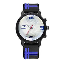 Mens Watches,Fxbar Fashion Men Soft Silicone Rubber Strap Sports Watch Simulated Quartz Watch Bracelet Watches(B)