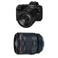 Canon EOS R Mirrorless Digital Camera w/ 24-105mm Lens and 50-50mm f/1.2-16 Fixed Prime SLR Camera Lens, Black