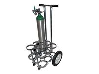 FWF Oxygen 4-Wheel Rolling CART Holds 9 (D OR E Style) CYLINDERS Diameter 4.3" Made in USA