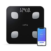 Roffie Body Fat Scale, Digital Smart Weight Body Scale Composition Analyzer Wireless Bathroom High-Precision BMI Scale Health Monitor 2 Cm Thick Sync with Smartphone App 400 Lbs Black
