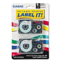 Casio® - Tape Cassettes for KL Label Makers, 9mm x 26ft, Black on White, 2/Pack - Sold As 1 Pack - The easy way to label!