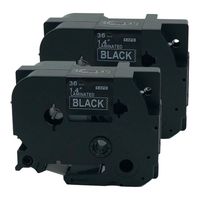 QPMY 2 Pack Compatible for Brother P-Touch Laminated TZe TZ 365 Label Tape Width 1.5" 36mm x Length 26.2' 8m (White on Black)