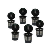 6 Pcs Reusable K Cups Coffee Maker, Universal Fit Reusable Coffee Filters with Food Grade Stainless Steel Mesh Eco-Friendly Coffee Pods for Easy To Use Refillable Single Cup Coffee Filters (Black , 6Pcs )