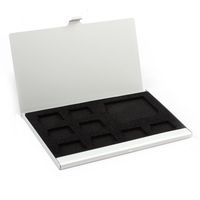 uxcell Aluminum Alloy Phone 9 Slots TF SD SIM Memory Card Storage Box Bag Protector Holder Silver Tone