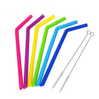 Straw,Maserfaliw 8Pcs/Set Creative Colorful Reusable Silicone Drinking Straw Pipe Cleaning Brush - Random Color, Can Be Carried At Home Or On The Go.