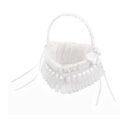 Antrader Wedding Heart Shape Flower Girl Basket Bowknots Decor Sweet Romantic Petals Storage Basket White