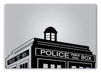 Doctor Who Tardis Large for MacBook Laptop Die-Cut Vinyl Decal Sticker (15-inch Mac(Reflective Apple Logo), Black)