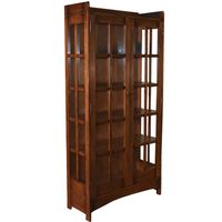 Crafters and Weavers Arts and Crafts Mission Solid Oak China Cabinet