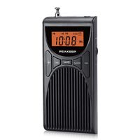 PEAKEEP Portable Pocket Emergency FM Clock Radio with Earphone Jack, Easy Set