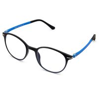 Cyxus Blue Light Blocking Glasses for Kids, Anti Eyestrain Protect Eyesight Computer Eyewear Metal Rectangular Frame (8068T05, Blue arms)