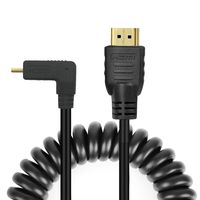 Copeak High Speed HDMI to Micro HDMI Cable Coiled Right Angle Micro HDMI to Full HDMI Male Cable 11.8""/30cm High Speed Support 1080p Ethernet & Audio Return