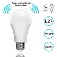 Ruimin 1PC Motion Sensor Light Bulb E27 Base Smart Bulb Radar LED Night Lights Outdoor Motion Sensor Bulb Auto On/Off (7W)