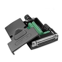 Anmbest 1PCS DB25 Solderless RS232 D-SUB Serial to 25-pin Port Terminal Female Adapter Connector Breakout Board with Case Long Bolts Nuts (Female)