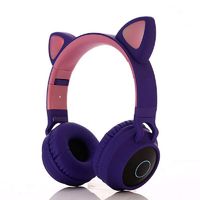 jinqiwenhua Cat Ear Bluetooth 5.0 Headphone Over-Ear LED Light Wireless Foldable Earphone with Microphone Multi-Function Game Headset Low Loss Sound Quality Music Headphones Spport for The TF Card