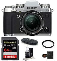 FUJIFILM X-T3 Mirrorless Digital Camera with XF 18-55mm f/2.8-4 R LM OIS Zoom (Silver) Bundle, Includes: SanDisk 64GB Extreme PRO SDXC Memory Card, Card Reader and More
