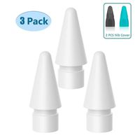 KeyEntre Replacement Tip Compatible with Apple Pencil, [3-Pack] Nib Replacement 2 PCS Nib Cover Compatible with iPad Pro 10.5 inch 12.9 inch 9.7 inch Apple Pencil 1/2 Apple Pencil Accessories, White