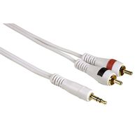 DURAGADGET Pure HQ OFC 3.5mm Stereo Jack to 2 RCA Phono Plugs Cable Gold 2m for AV700 AV700TV