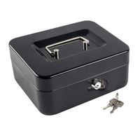 Kyodoled Medium Cash Box with Money Tray,Small Safe Lock Box with Key,Cash Drawer,7.87"x 6.30"x 3.54" Black Medium