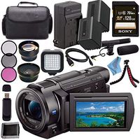 Sony FDR-AX33 FDRAX33 4K Ultra HD Handycam Camcorder + Rechargable Li-Ion Battery + Charger + Sony 64GB SDXC Card + Carrying Case + Flexible Tripod + HDMI Cable + Card Reader + Fibercloth Bundle