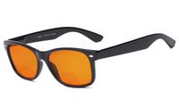 Eyekepper Blue Blocking Amber Bifocal Glasses for Sleep-Nighttime Bifocal Readers-Special Orange Tinted Glasses for Women Men (Black, 1.50)