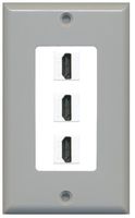 RiteAV - 3 Port HDMI 2.0 Decorative Wall Plate (Gray & White)
