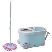 SHPING Mops 360 degree rotating mop set, hand pressure double drive, stainless steel telescopic rod, wet and dry, suitable for office floor cleaning (Size : B)