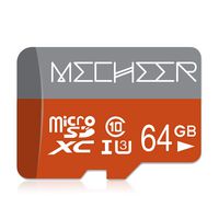 Micro SD Card 64GB, MECHEER Memory Card Micro SDXC Card Mini TF Card Class 10 UHS-3 Flash Memory Card High Speed 85MB/s C10, U3, Full HD, 64GB microSD Card, Red/Gray