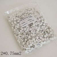 Unique Double Entry Twin Cord End Bootlace Terminal Cars Insulated Ferrules Crimps (White Barrel 0.75mm L-8mm 1000pcs)