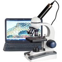 AmScope M150C-E-I 40X-1000X LED Cordless All-Metal Framework Full-Glass Optical Lens Student Biological Compound Microscope + Digital Camera USB Imager