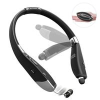Bluetooth Headphones 5.0, Triple Foldable Wireless Neckband Headset with Retractable Earbuds Hands-Free Earphones Stereo Sound Hair Protection Belt for Cell Phones Running Cycling (14H Playtime)
