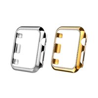 MoKo 2-Pack Protector Case Compatible with Apple Watch 38mm Series 3/2/1, Bling Crystal Diamonds Plate iWatch Case Full Cover Bumper Protective Frame Cover Decoration Accessory - Rose Gold & Silver