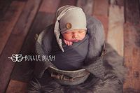 AMOS and SAWYER Knotted Sleeping Hat, Newborn Photography Prop (Newborn, Silver - Round Button)