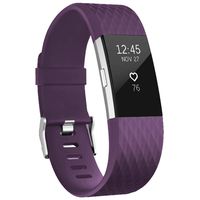 UMAXGET Compatible with Fitbit Charge 2 Bands, Soft Silicone Sport Adjustable Wristband Special Edition with Silver Buckle for Men Women, Large, Purple