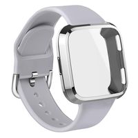 WEYDE Sport Band Compatible with Fitbit Versa, Soft Silicone Waterproof Replacement Wristband with Fitbit Versa Screen Protective case for Women Man