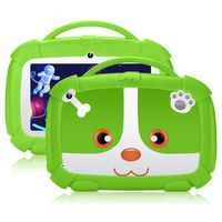 QIMAOO Kids Tablet 7 inch,GMS-Certified Android 9.0 and Kids-Mode Dual System,Quad Core,1GB RAM,16GB ROM,Dual Camera,Full HD Screen,Google Play and Learning App for Children Green