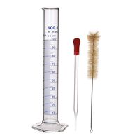 Thick Glass Graduated Cylinder Measuring Liquid Lab Hexagon Base Cylinders Come with Cylinder Brush (Glass, 100ML)