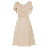 Pervobs Elegant & Cute Formal Dress Women Wedding Bridesmaid High-Waist Ruffled Party Ball Prom Gown Cocktail Dress(2XL, Beige)